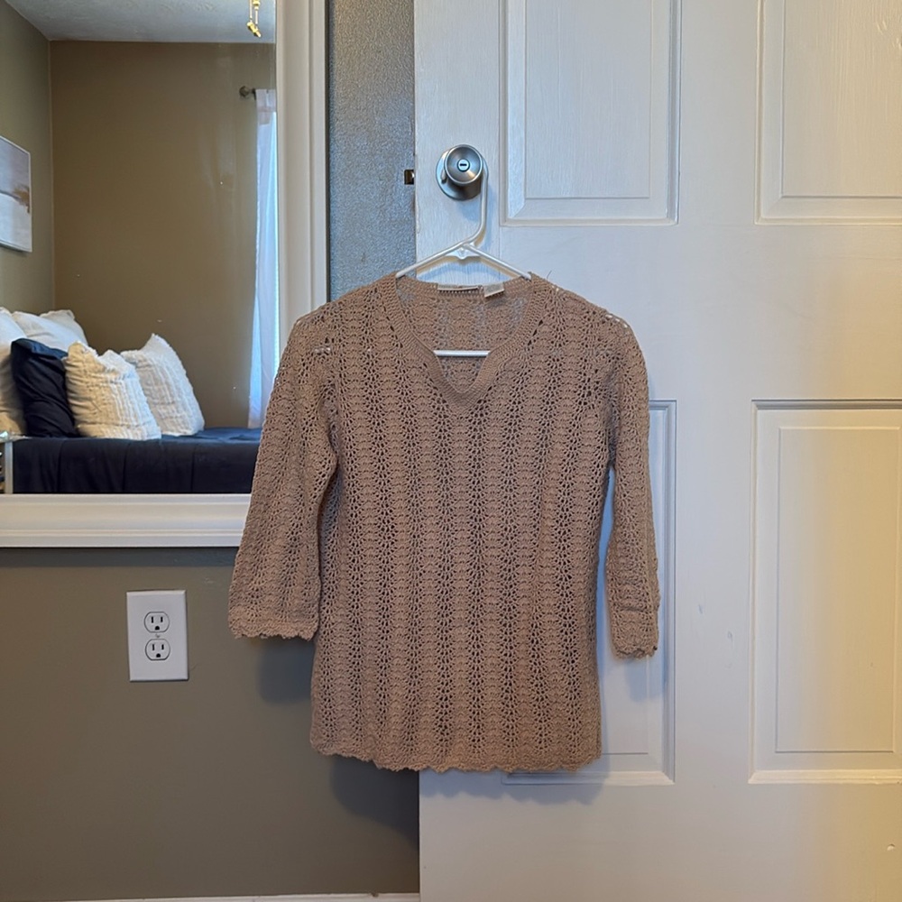 Preswick & Moore Tan Holey Sweater